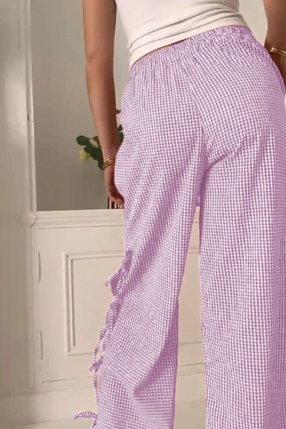 Side Tied Pants With Pocket