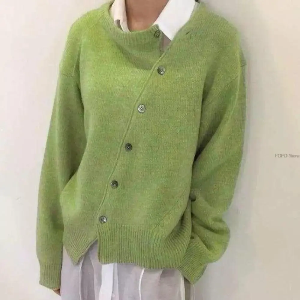 Button Front Asymmetric Cardigan