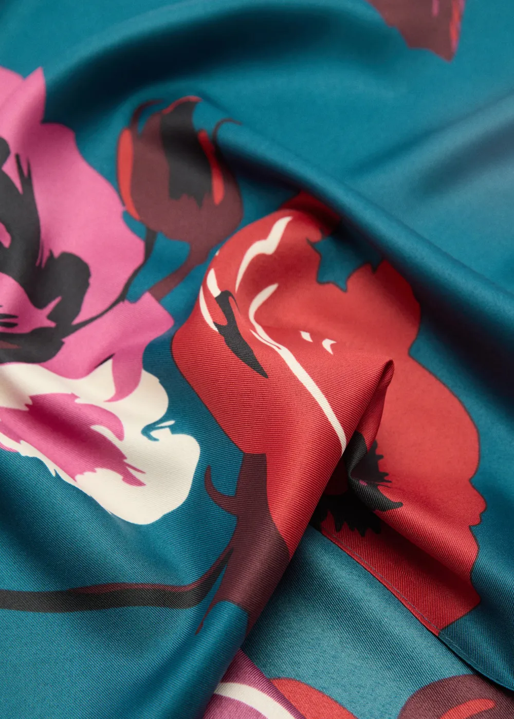 Blue Floral-Print Scarf