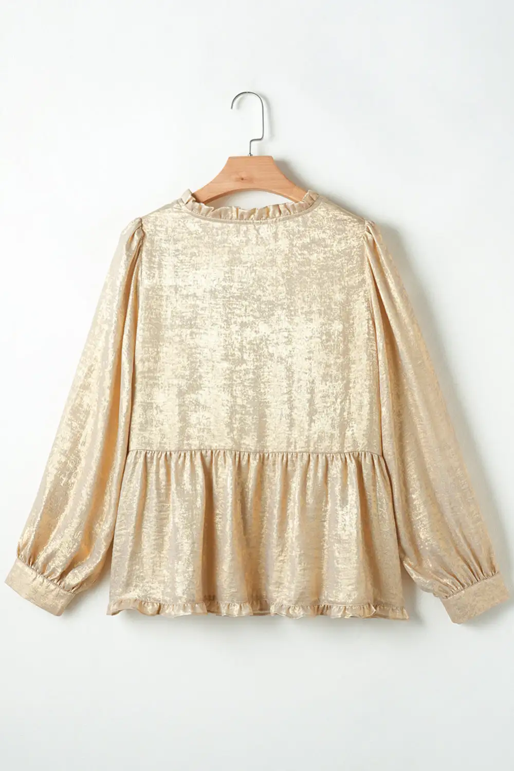 Softly Styled Frilled V-Neck Puff Sleeve Blouse