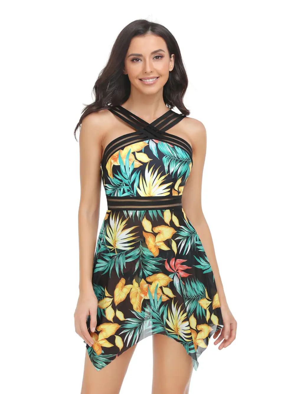 Seafoam Cutout Printed Two Piece Swim Set