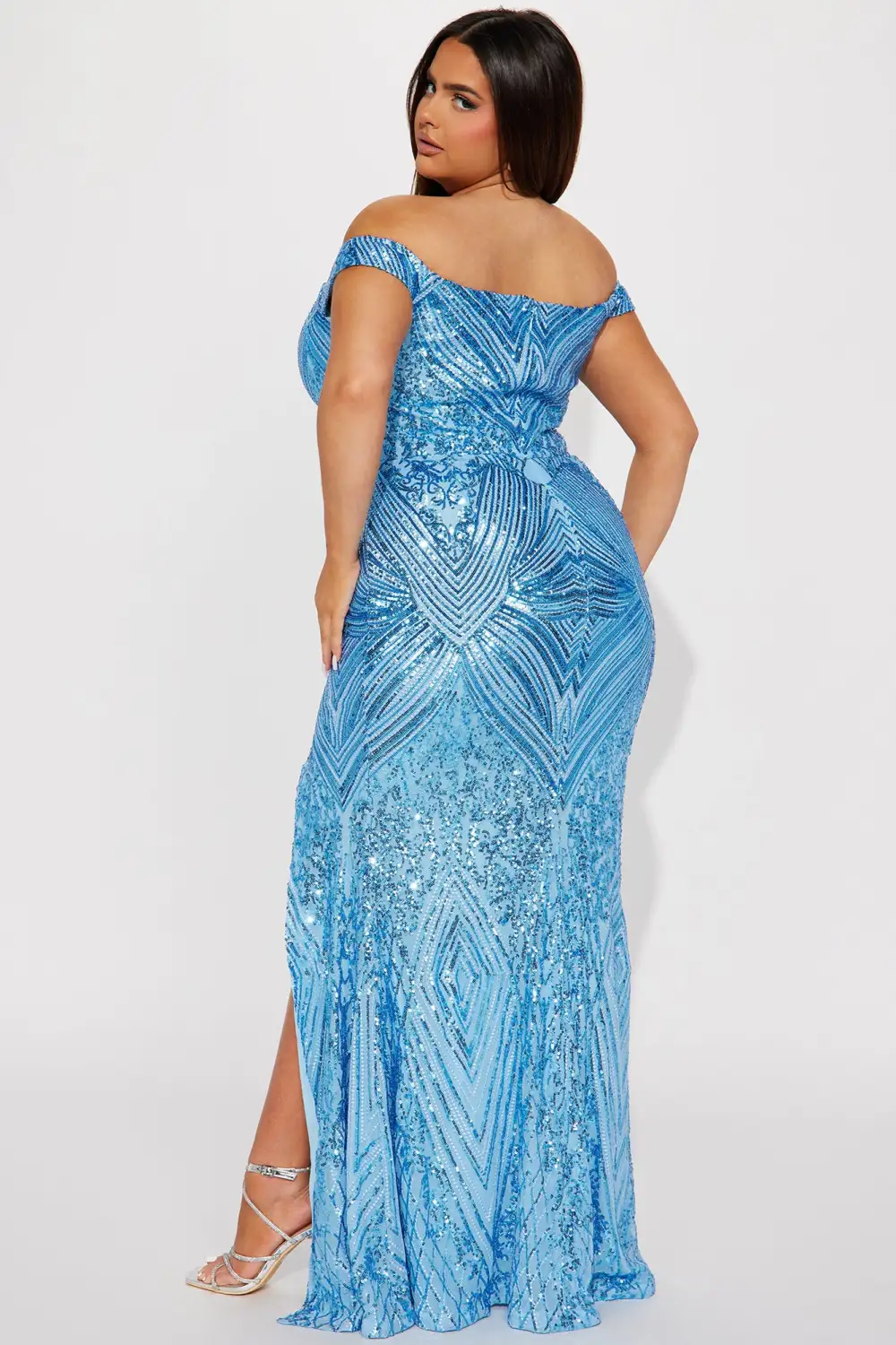 Evening Glamour Sequin Maxi Dress - Blue