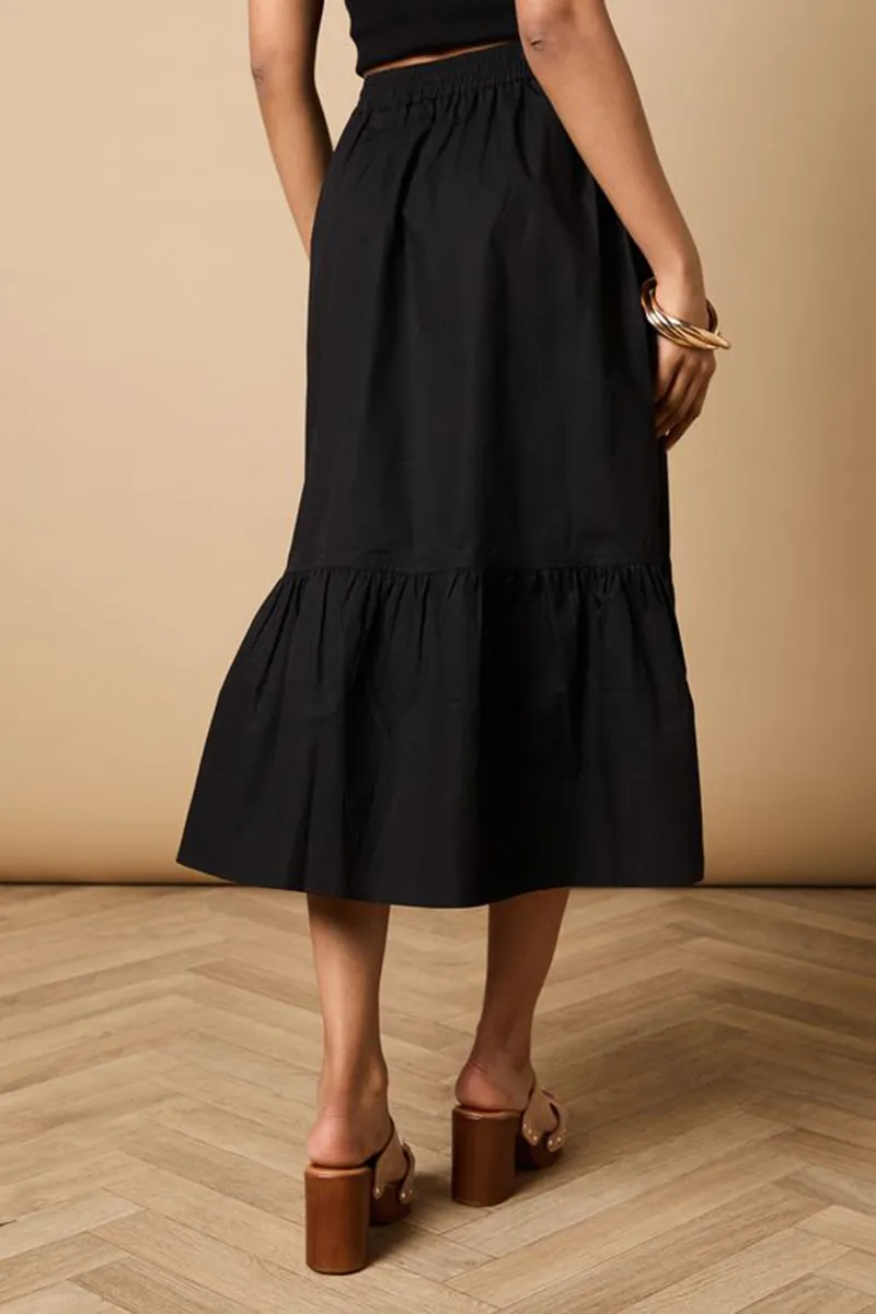 Casual Style Petite Poplin Black Skirt