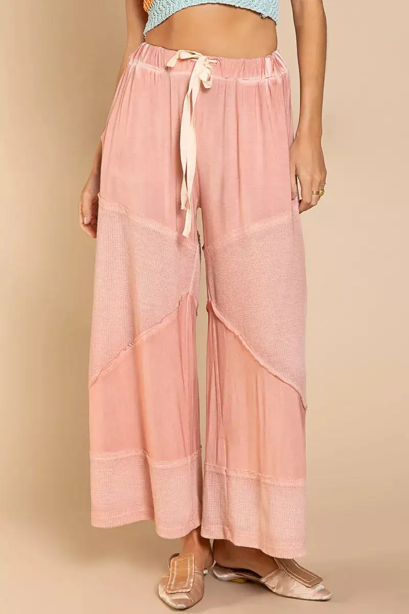 Relaxed Elastic Waistband Wide Leg Pants With Drawstring