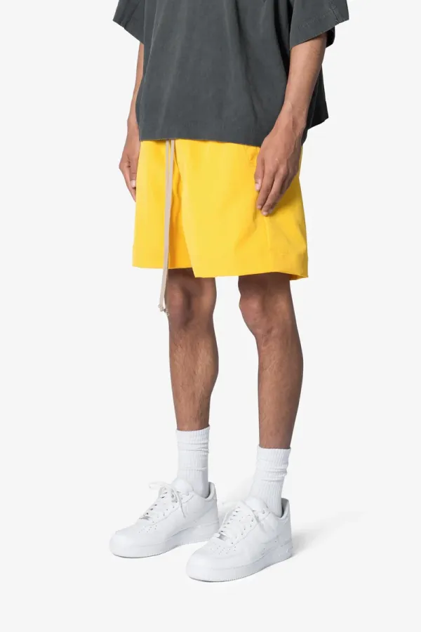 BRIGHT YELLOW ELASTIC WAIST SHORTS