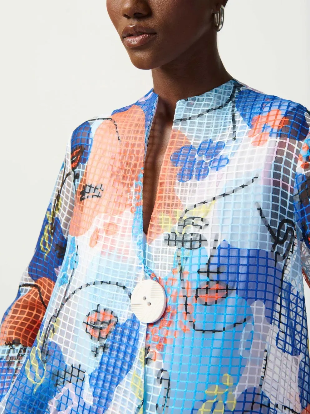 Colorful Abstract Print Button - Up Jacket