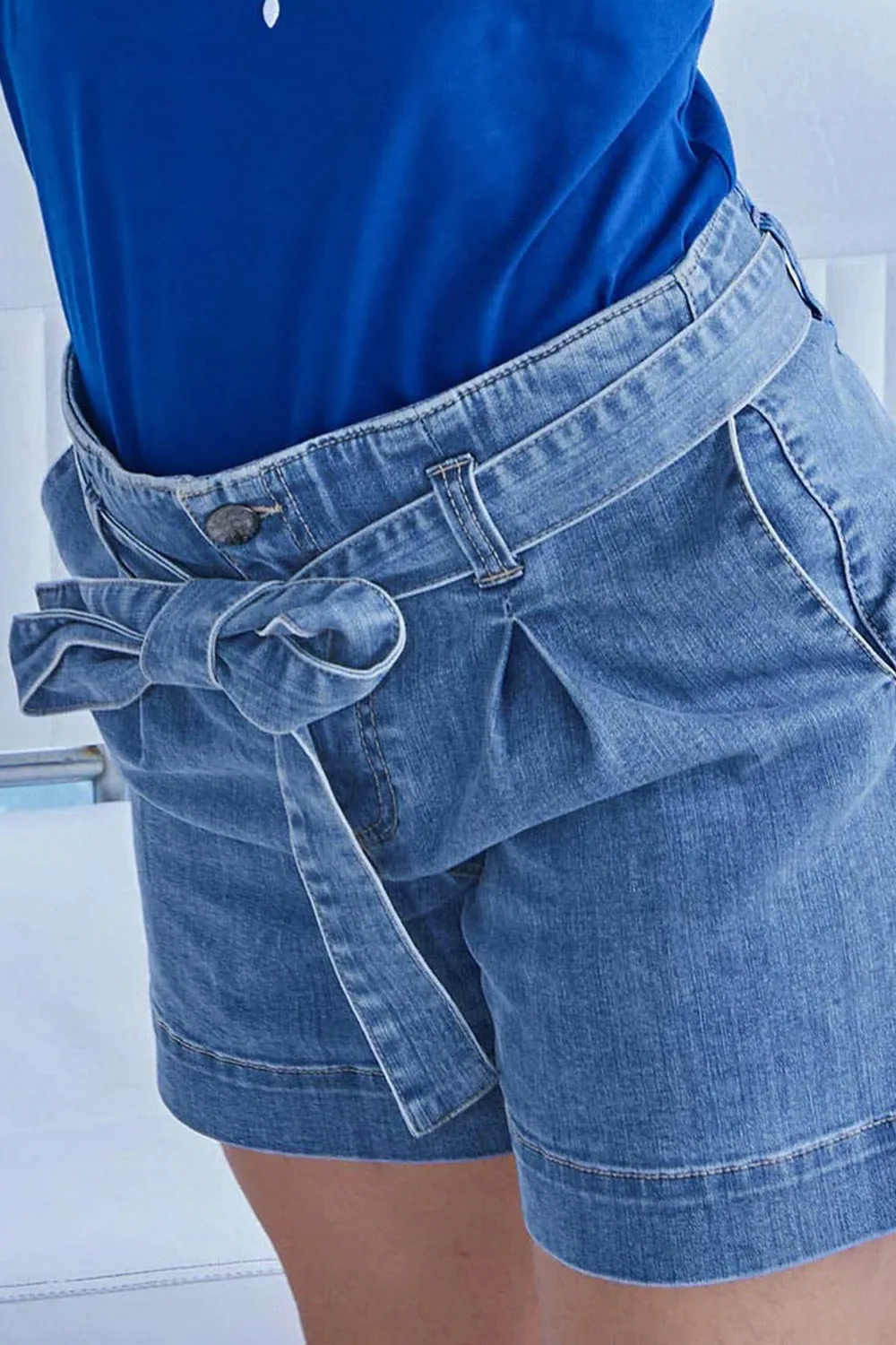 Regular Fit Washed Denim Shorts