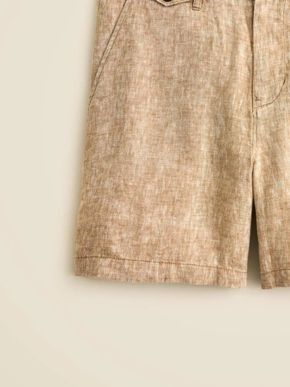 Light Brown Linen Texture Shorts