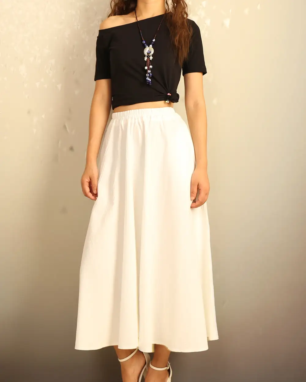 Boho Linen Flared Skirt