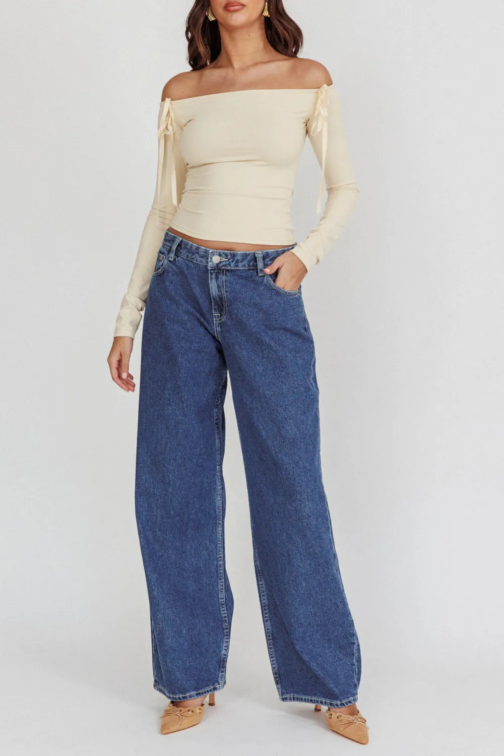 Cotton Loose Low Rise Jeans