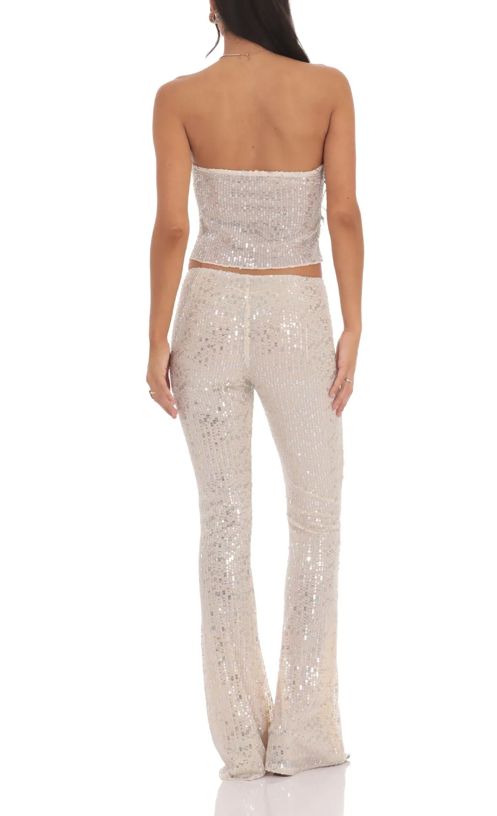 Flyaway Sequin Two Piece Set in Champagne