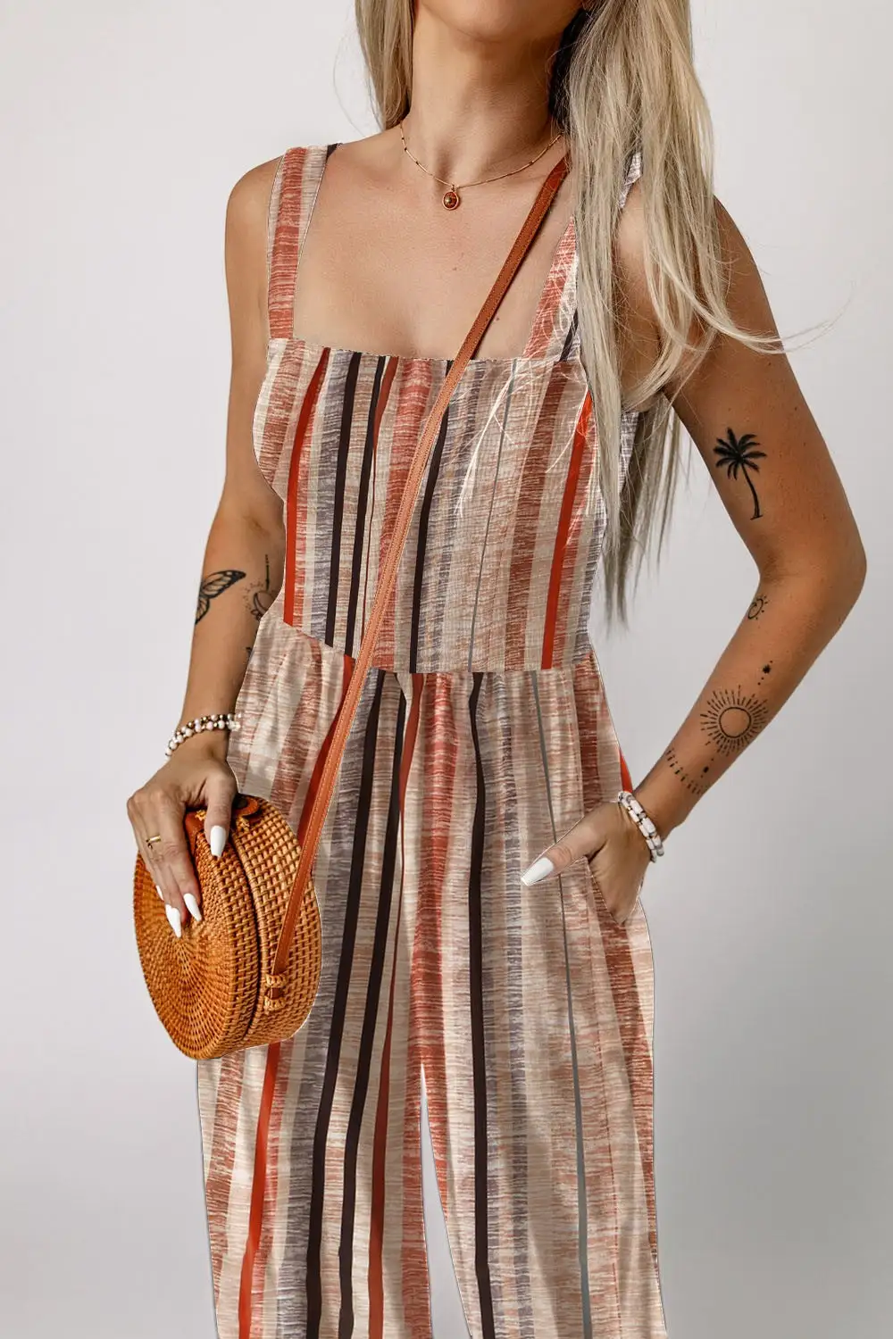 Striped Smocked Jumpsuit