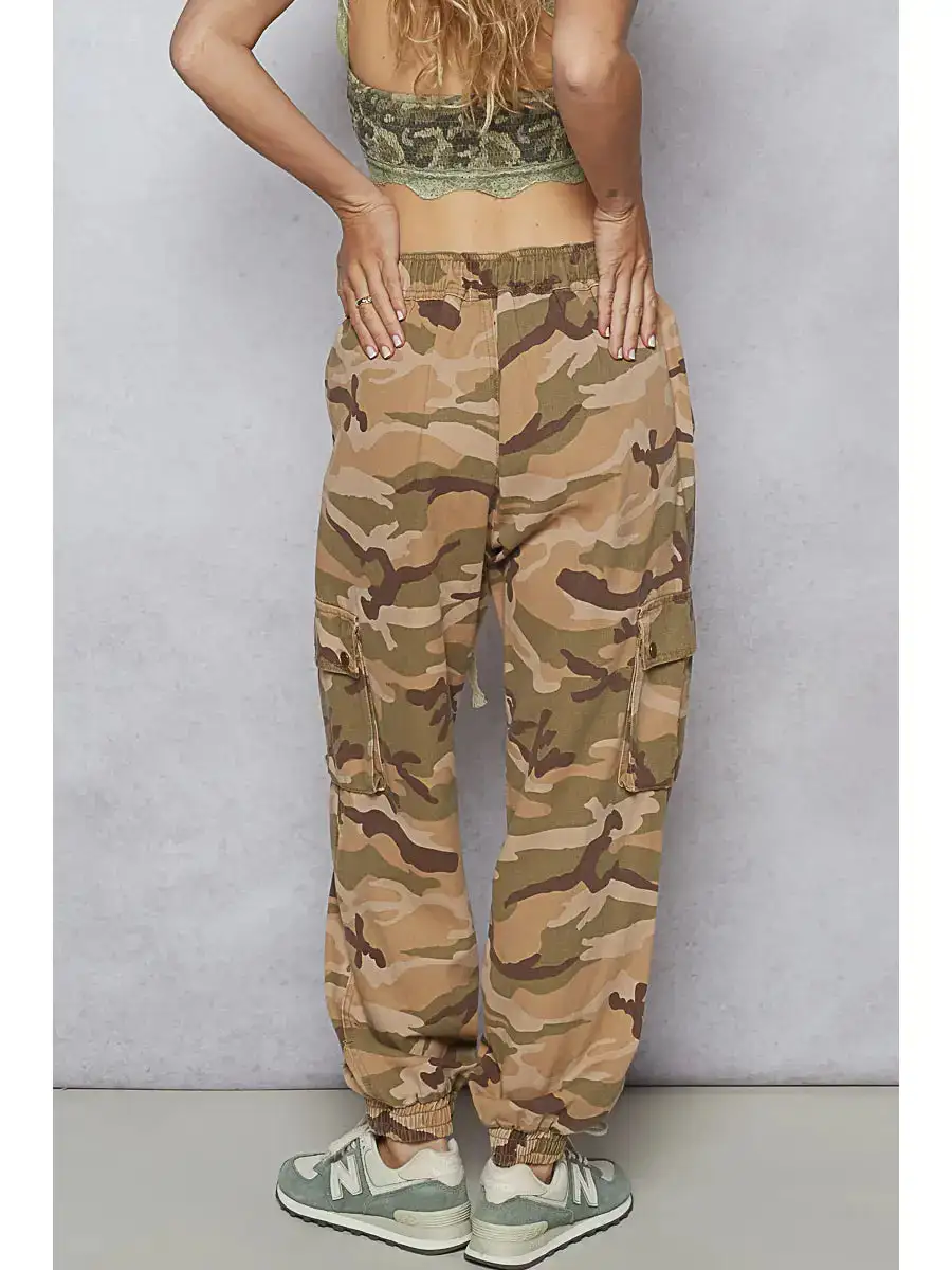 Modern Roomy Cotton Blend Button Detail Casual Pants
