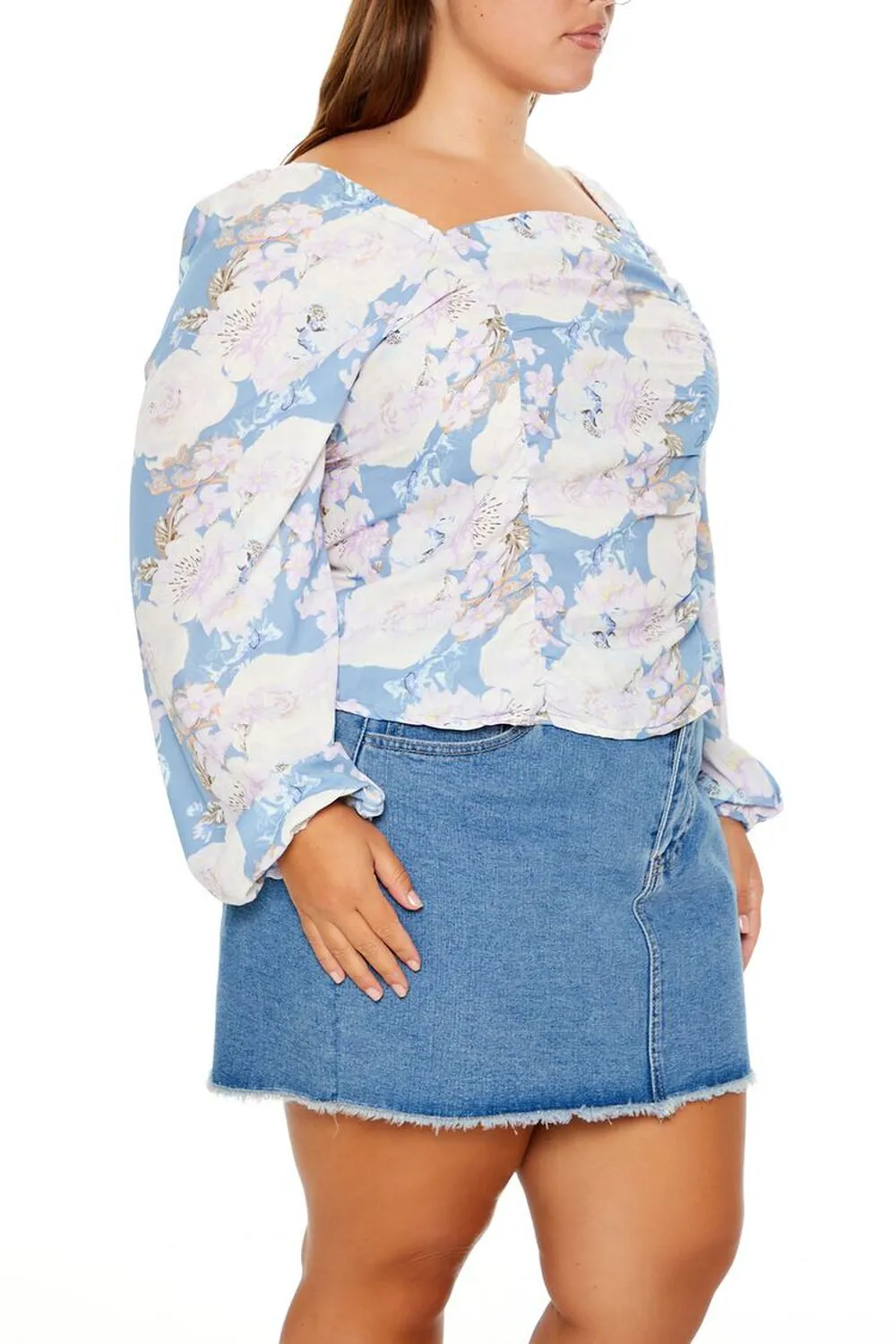 Plus Size Floral Square-Neck Top