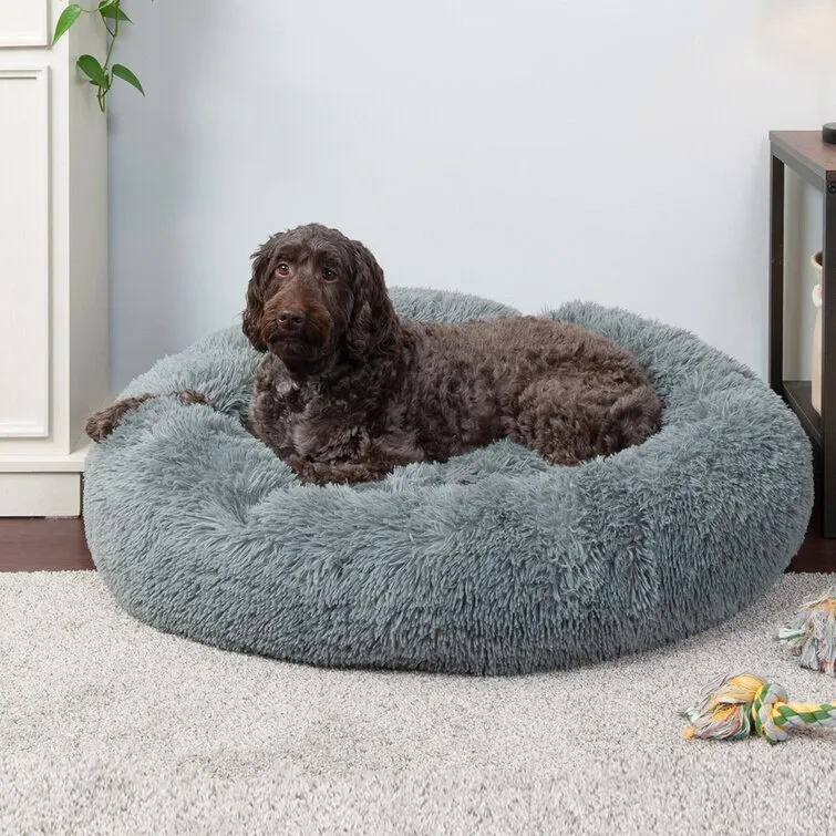 Calming Cuddler Long Fur Donut Bed