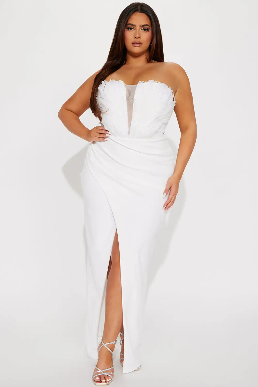Savina Feather Maxi Dress - Ivory