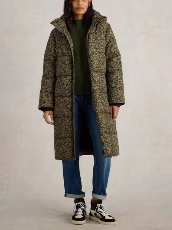 Quilted Coat In Black Print