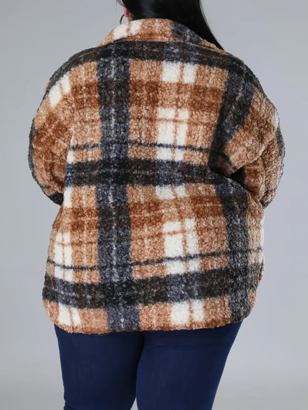 Plus-Size Fashion Plaid Jacket For Women