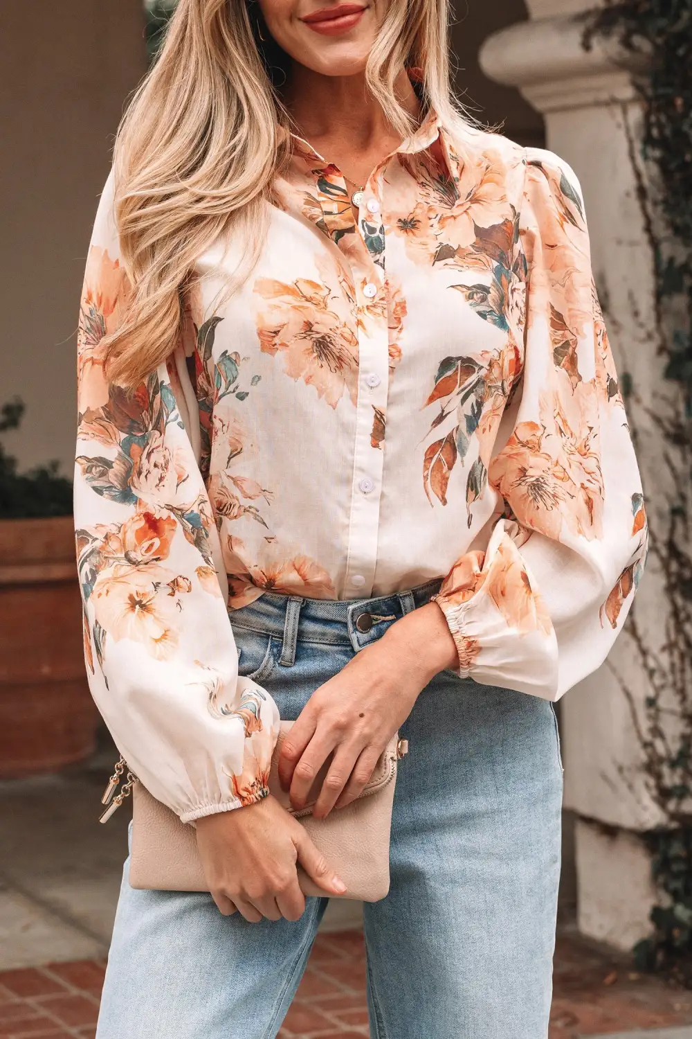 Everyday Floral Puff Sleeve Shirt Blouse