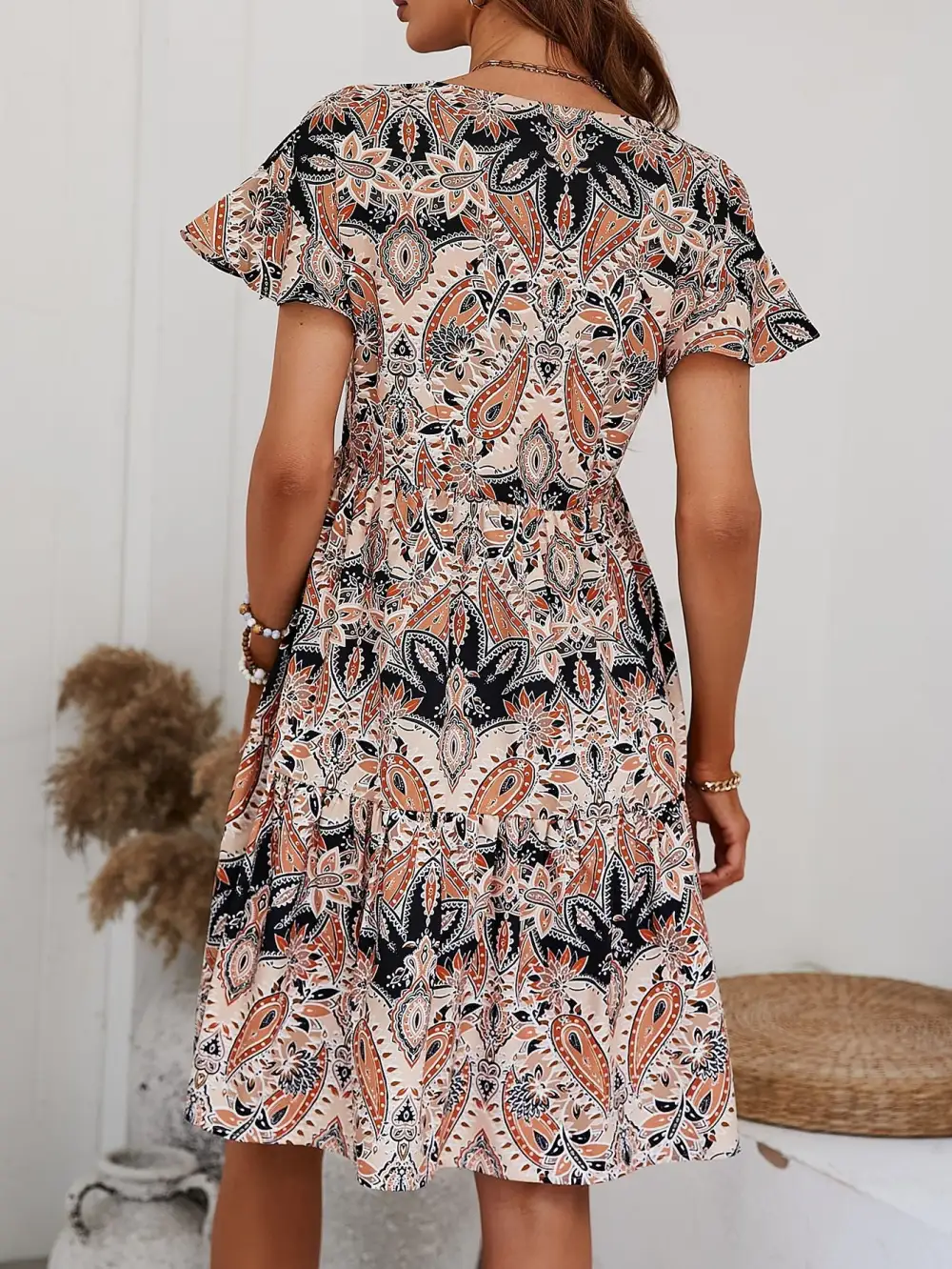 Everyday Tie Detail Tiered Dress