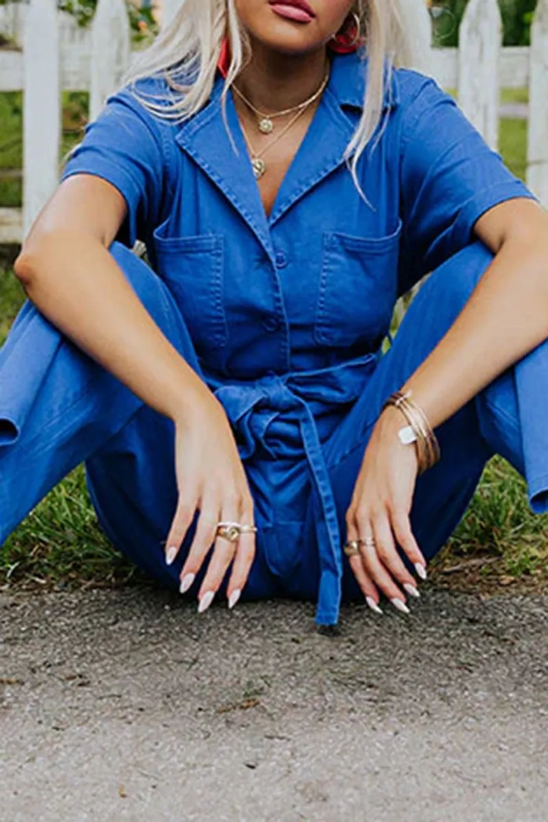 Fashion Workwear Style Pure Cotton Women's Jumpsuit