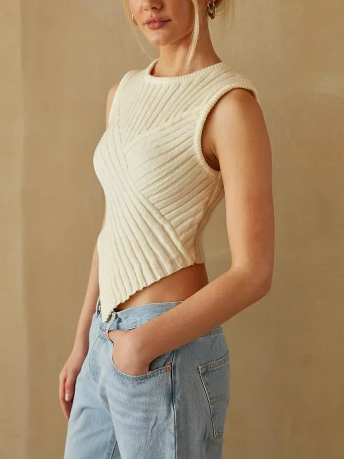 Sleeveless Knit Sweater Tank Top