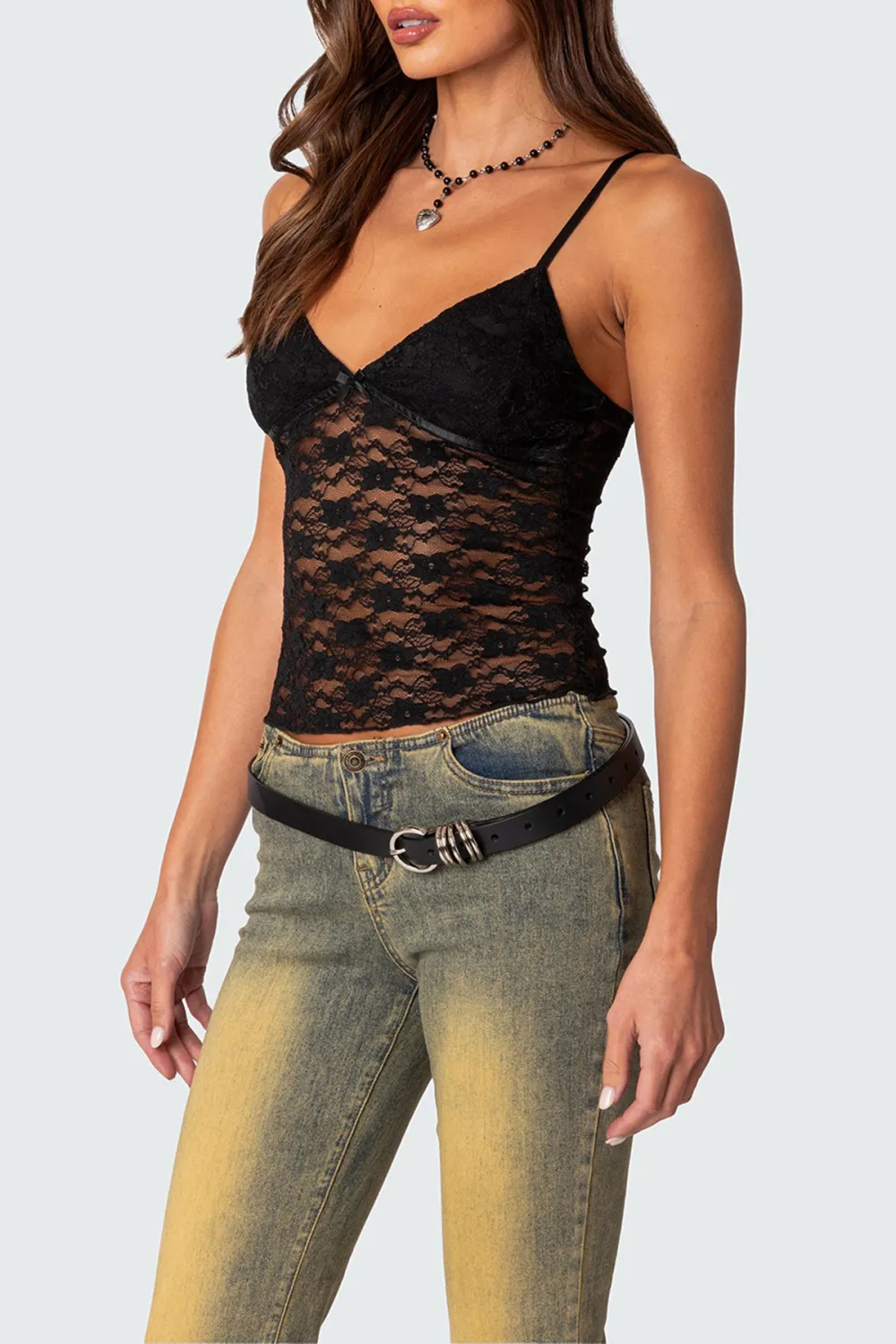 Sexy See-Through Lace Tank Top