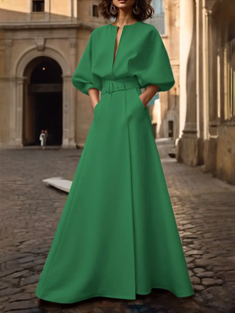 Belted Neck Maxi Dress