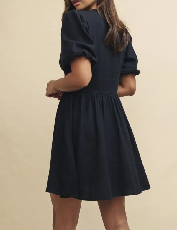 Black Linen-blend Starlight Mini Dress