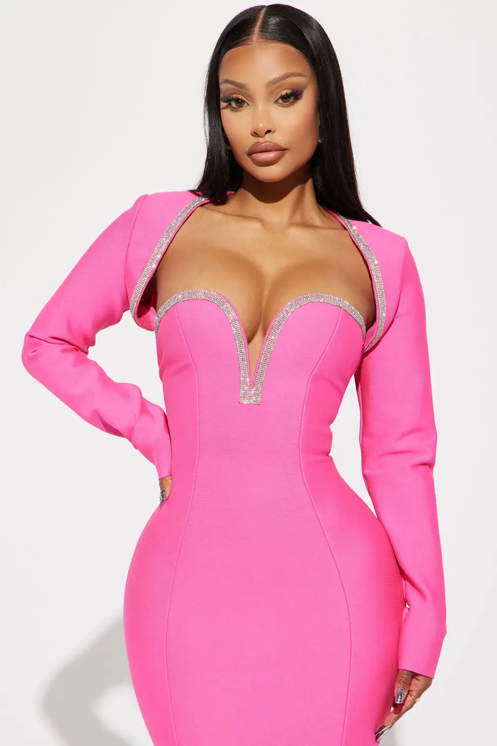 Katie Bandage Mini Dress Set - Hot Pink