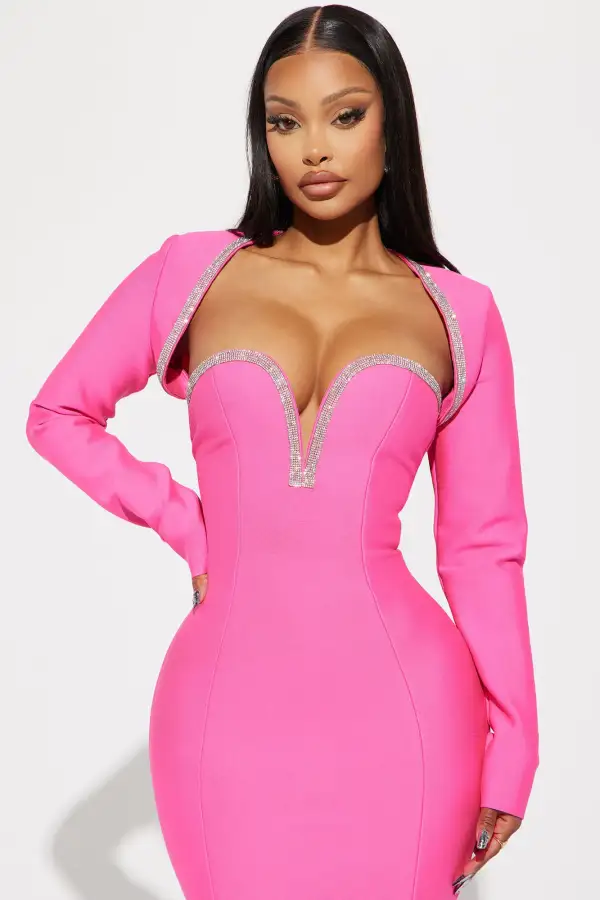 Katie Bandage Mini Dress Set - Hot Pink