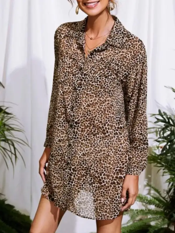 Modern Leopard Button Up Button Up Shirt