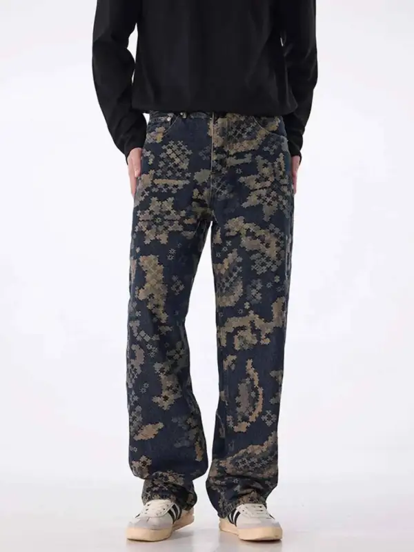 Printed Wide Leg Cargo Pants