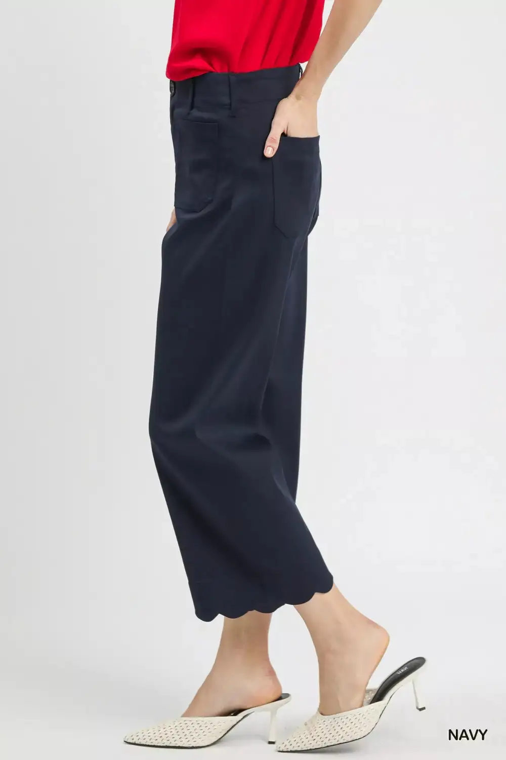 Everyday Scallop Hem Wide Leg Pants