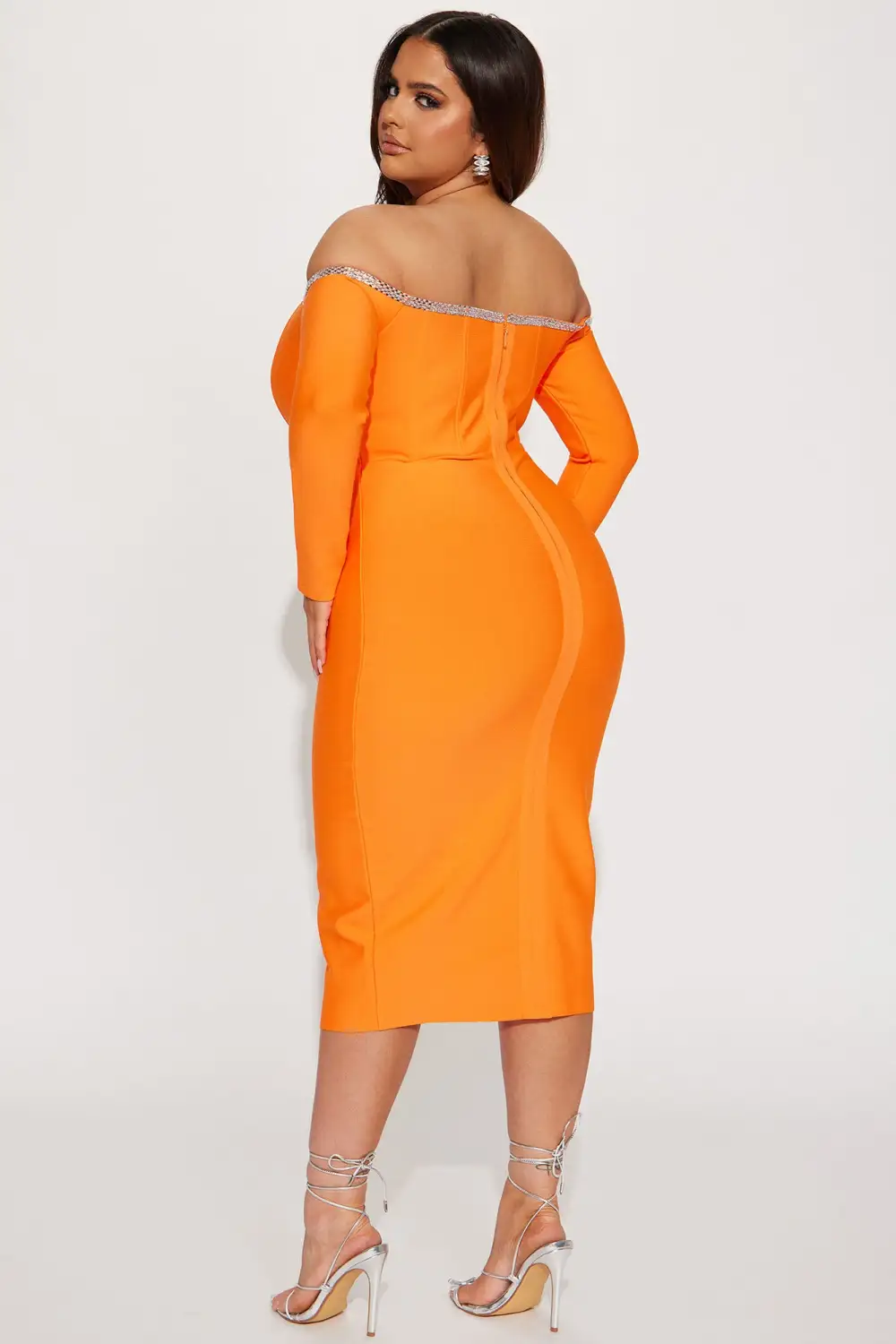 Shaken Not Stirred Bandage Midi Dress - Orange