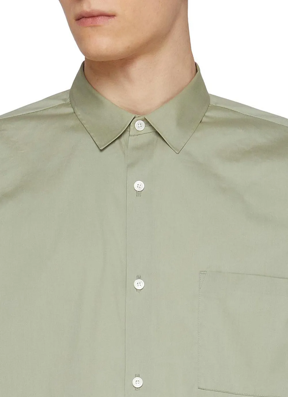 Versatile Relaxed Slim-Fit Button Green Shirt