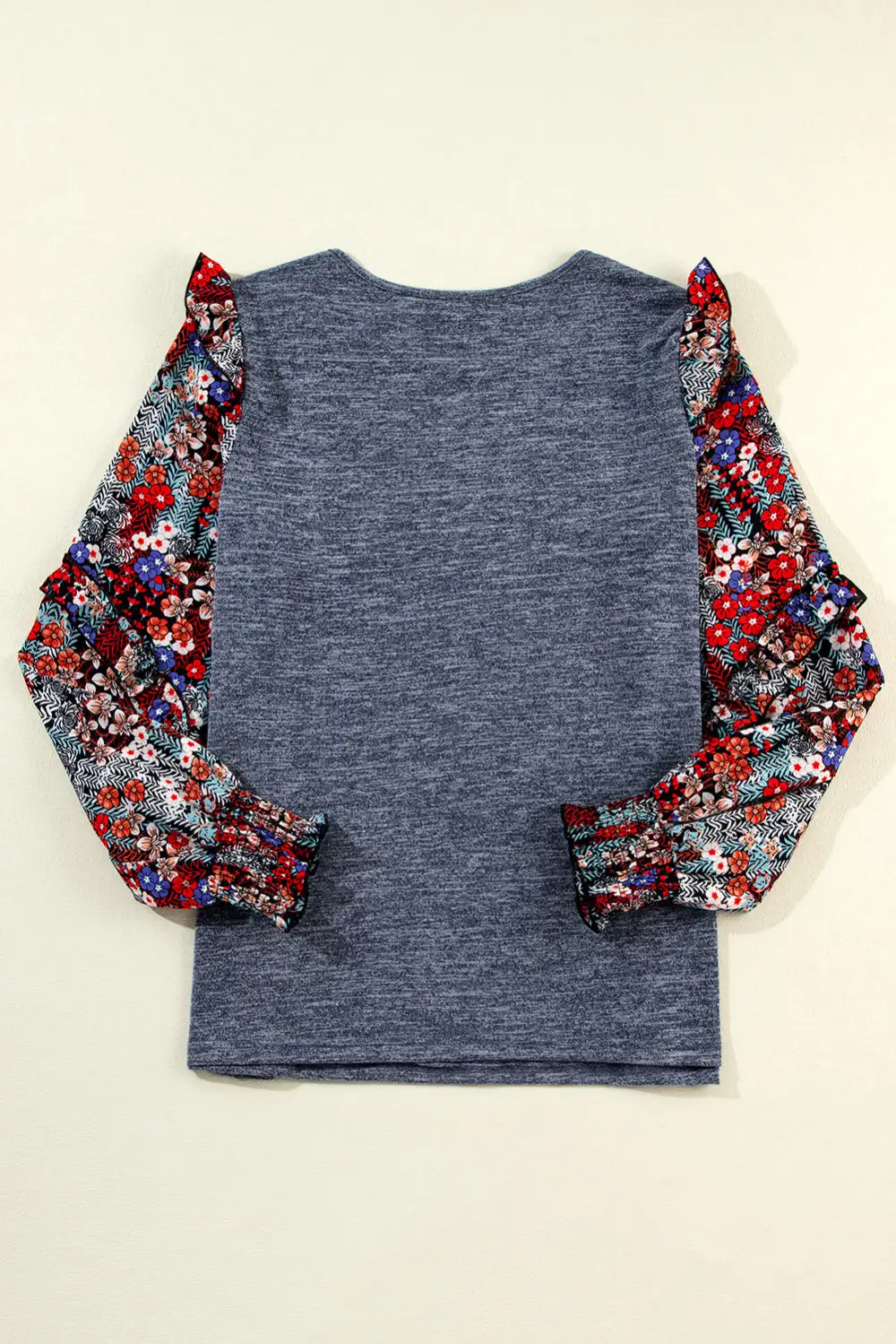 Floral Ruffled Crew Neck Blouse