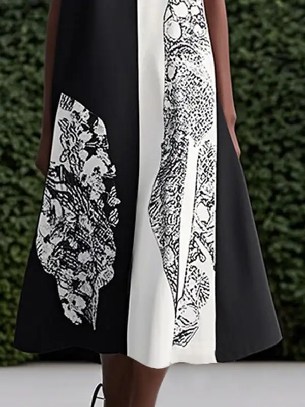 Asymmetric Printed Sleeveless Neck Maxi Dress