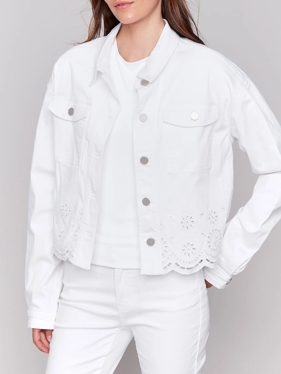 Pure Cotton Art Hollow Women's White Coat
