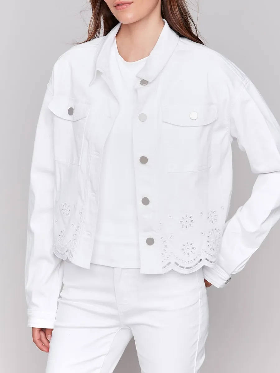Pure Cotton Art Hollow Women's White Coat