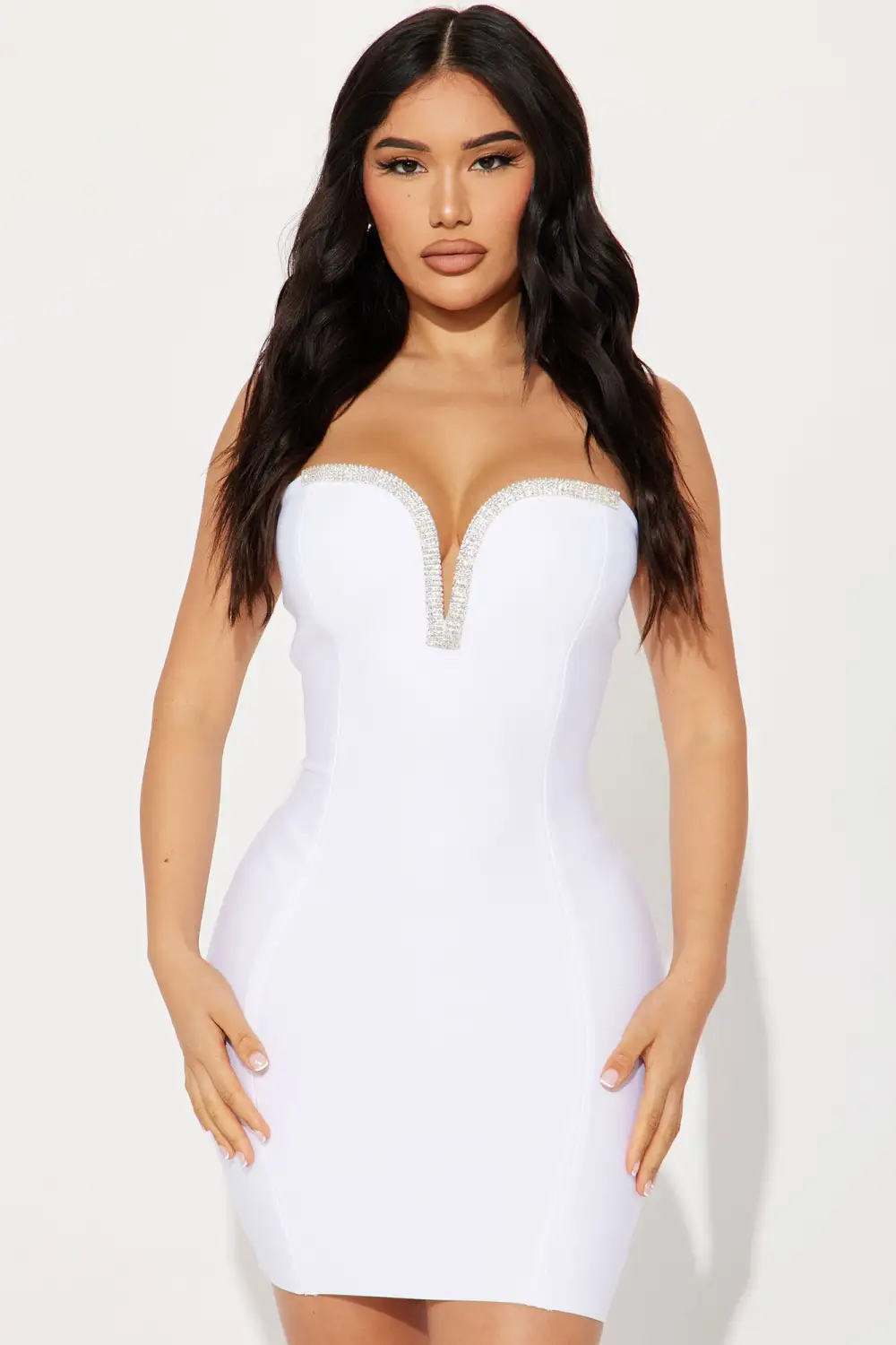 Rachel Embellished Mini Dress - White