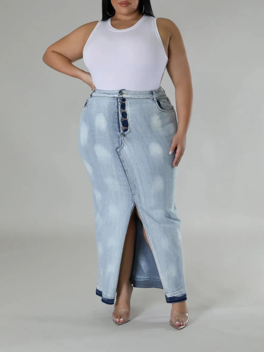 Plus-Size Fashion Women'S Denim Wrap Hip Skirt