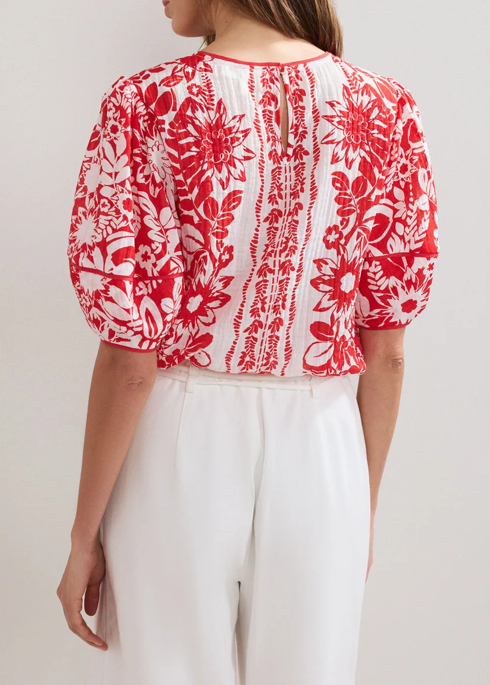 Fluffy Soft Puff Sleeve Art Print Ladies Top