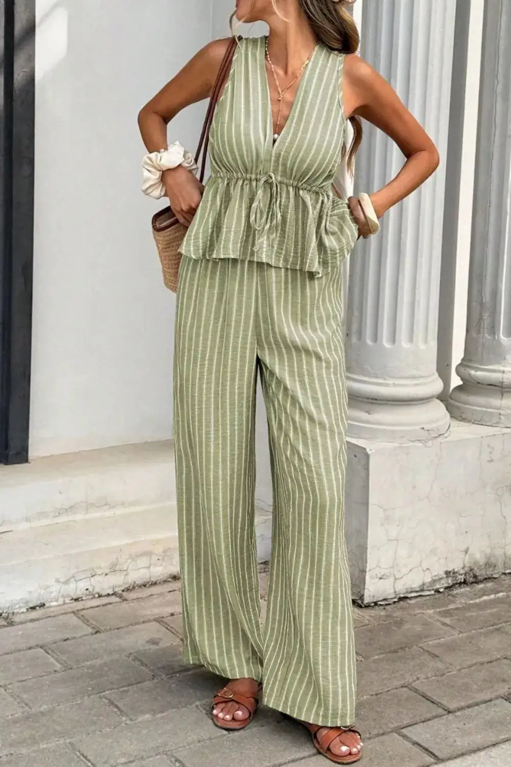 Striped Wide Leg Jumpsuit