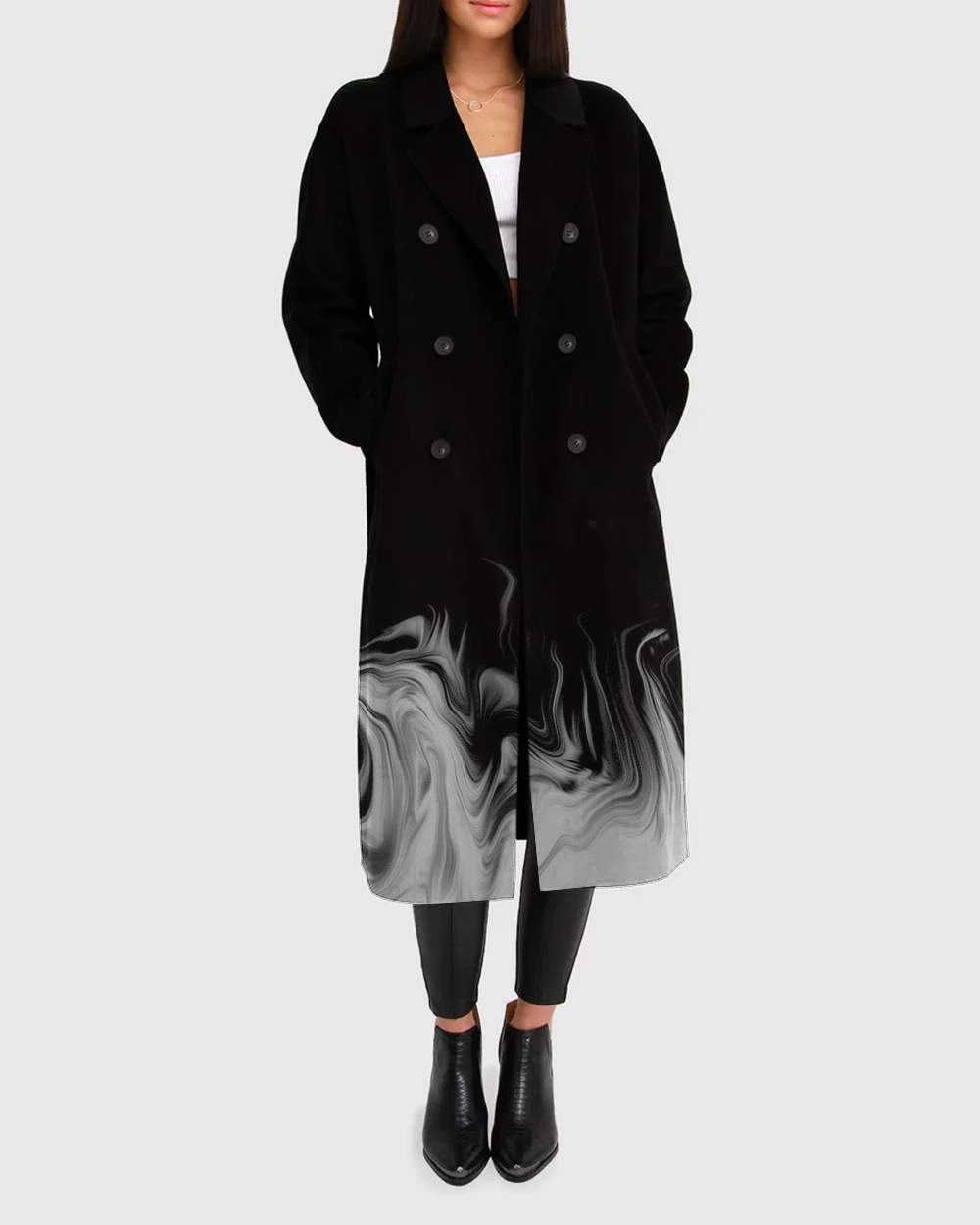 Boss Girl Double-Breasted Lined Wool Coat