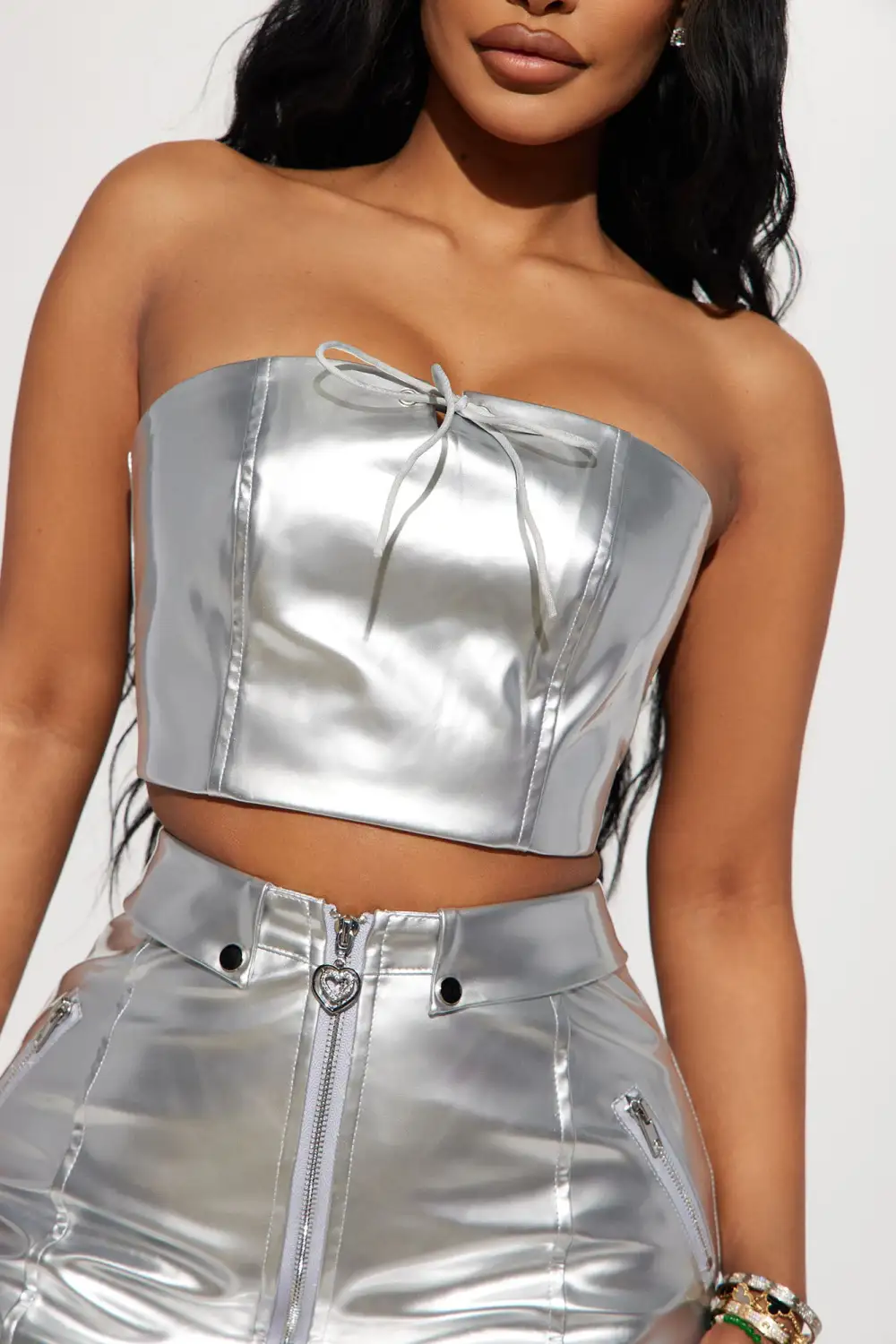 Slay The Night Skirt Set - Silver