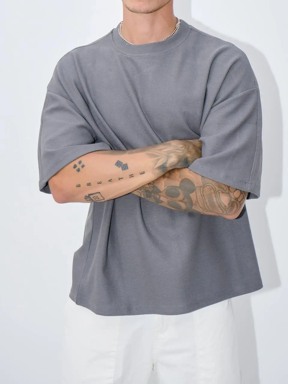 Comfortable Casual And Daily charcoal Grey Tee