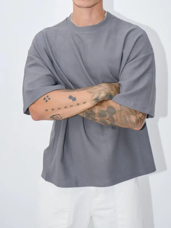 Comfortable Casual And Daily charcoal Grey Tee