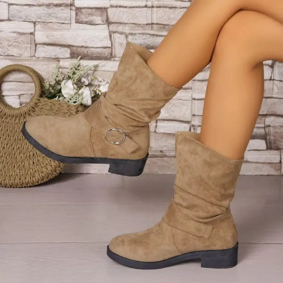 Round Toe Block Heels Boots
