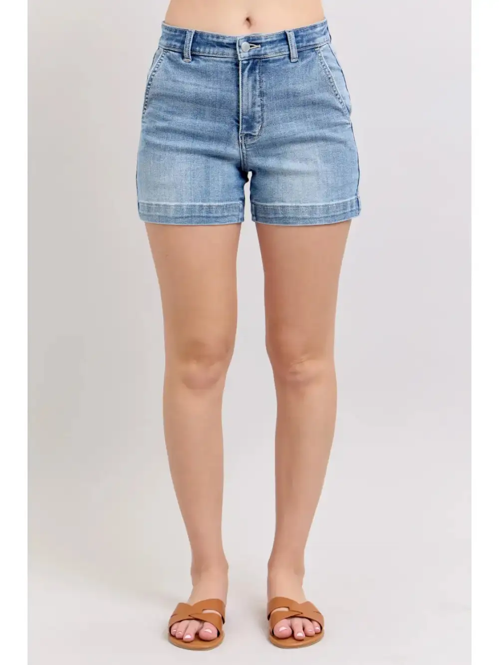Roomy High Waist Cotton Blend Casual Shorts